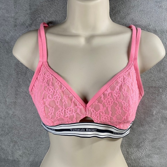 Victoria's Secret Other - Vintage Y2k Victoria's Secret Pink Lace Bralette Cutout Detail Lingerie Top